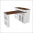 47" Kitchen Island with Extendable & Rotating Table, 4 Drawers, and Glass Door Cabinets – Walnut Retro-650451747