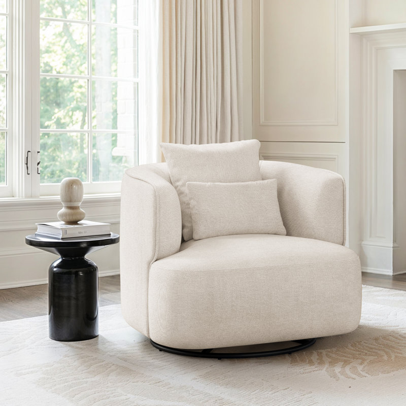 Fauteuil d'appoint pivotant de 32,3 po Darna, Chenille d'avoine