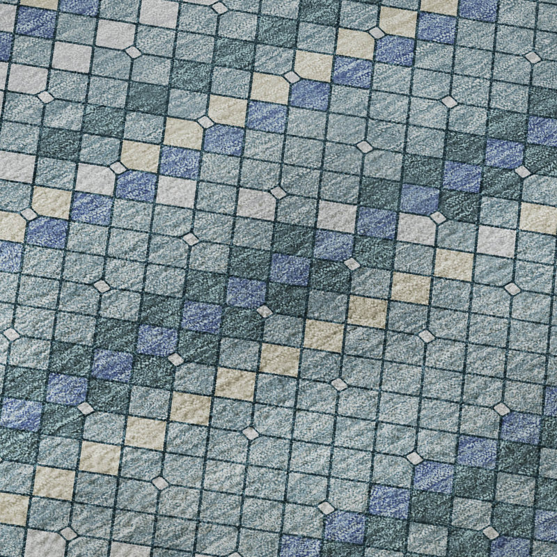 Premium Machine Washable Sykora AMF1436 Lattice Rug, Rectangle 8' x 10'