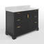 Meuble-lavabo simple Barnhart 48 po entièrement assemblé avec comptoir en pierre reconstituée, lavabo en céramique, peinture à la main résistante à l'eau, tiroirs à fermeture amortie et charnières de porte à fermeture amortie, dosseret inclus-1457308991