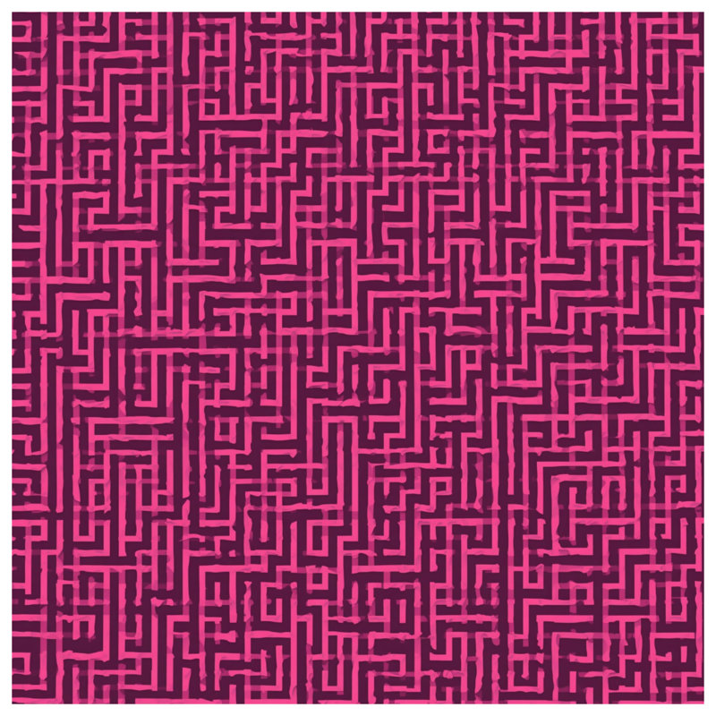 Tapisserie murale à motif de labyrinthe rose, H 104 po x 88 avec 4 œillets
