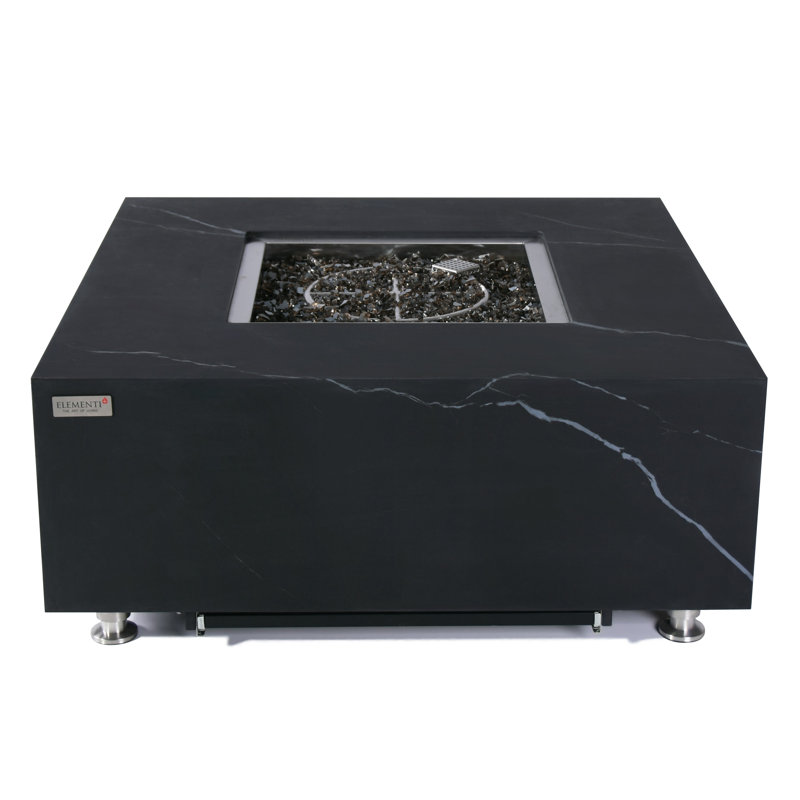 Foyer de table en porcelaine liquide 42 "Copenhagen, H 16,9 po x l 39,4 po x P 39,4 po, Propane, Noir bulgare