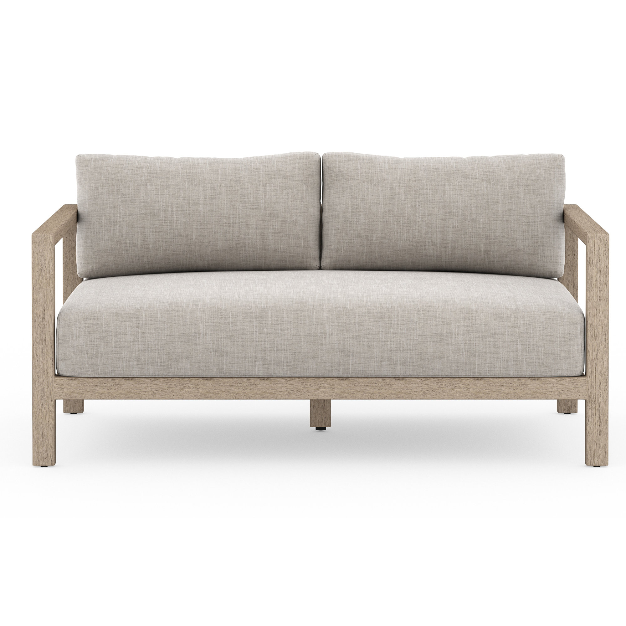 Cavani 59.75'' Wide Teak Loveseat with Cushions, Stone Gray, Washed Brown
