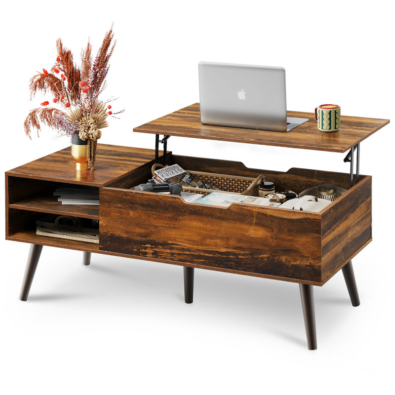 48'' W Lift Top Coffee Table with Storage Compartment, Multi-Functional Lift Up Table for Living Room Home Use