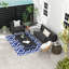 Geometric Reversible Outdoor Rug with Carry Bag, 182 x 274 cm, Blue & White