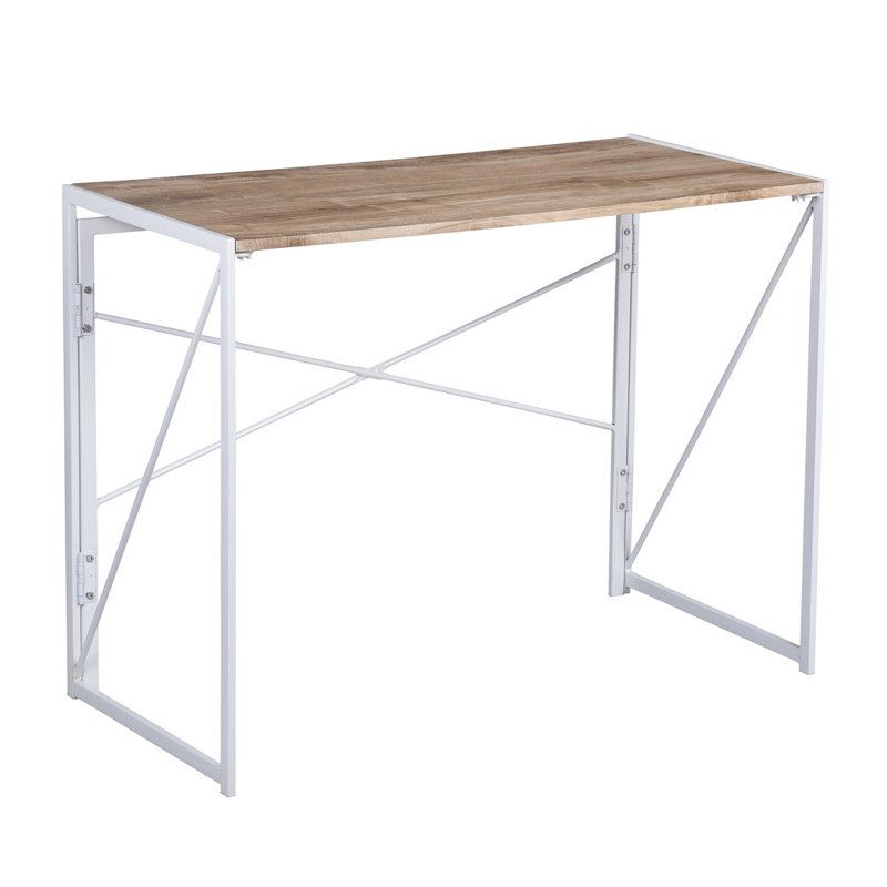 Kaelin Metal Base Writing Desk, Beech/White, 28.3" H x 39.4" W x 19.7" D
