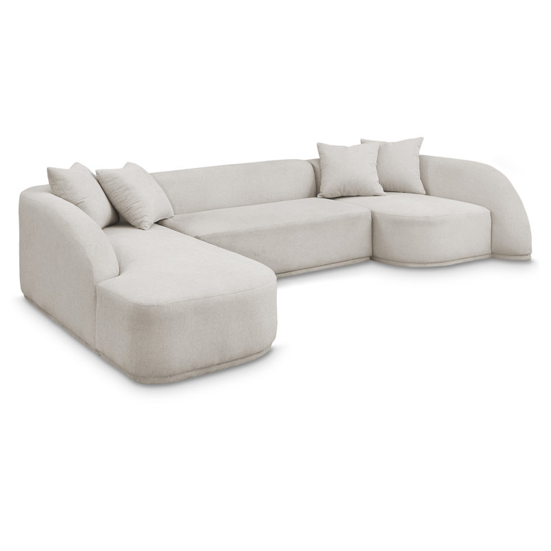 Hirai Upholstered 122.5'' Sofa, Beige Polyester Fabric