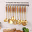 Ensemble d'ustensiles de cuisine professionnel en acier inoxydable 18/10 avec poignées en bois de rose - Outils de cuisine 9 pièces à finition dorée pour les amateurs de cuisine