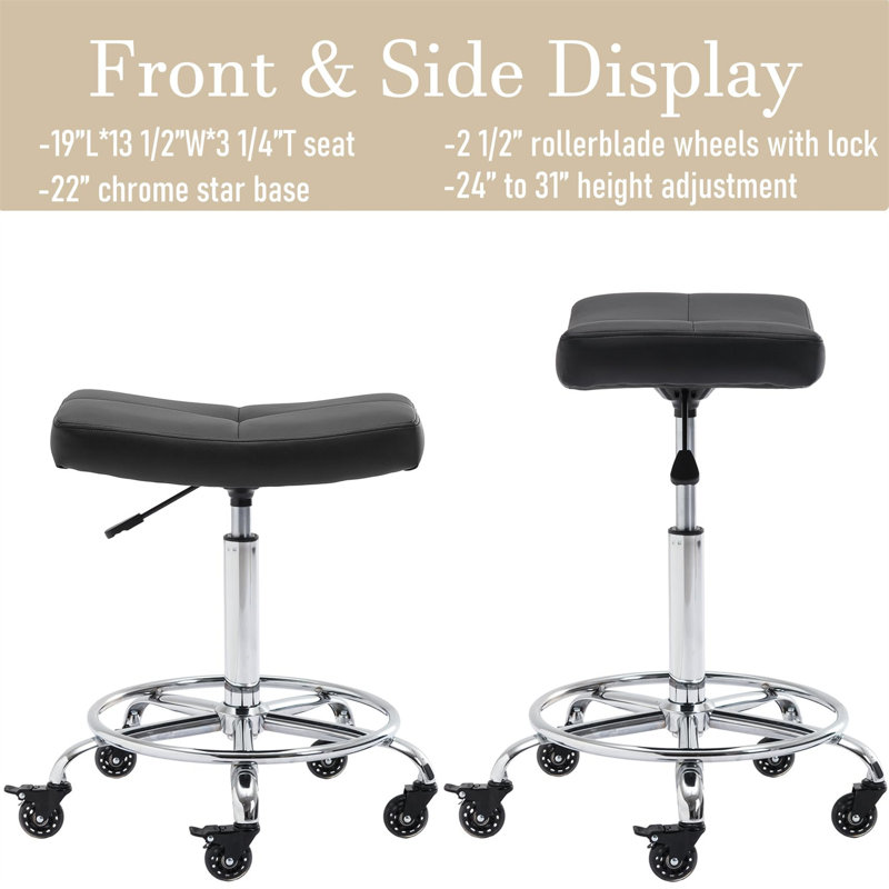 Ciree Swivel Upholstered Adjustable Height Counter Stool with Metal Frame, Black