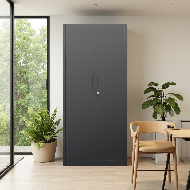 70-Inch 2-Door File Cabinet With Lock, 4 Adjustable Shelves, Heavy-Duty Steel Construction, For Commercial Office, Home Office, Legal Size & Letter File Storage, Organization Cabinet