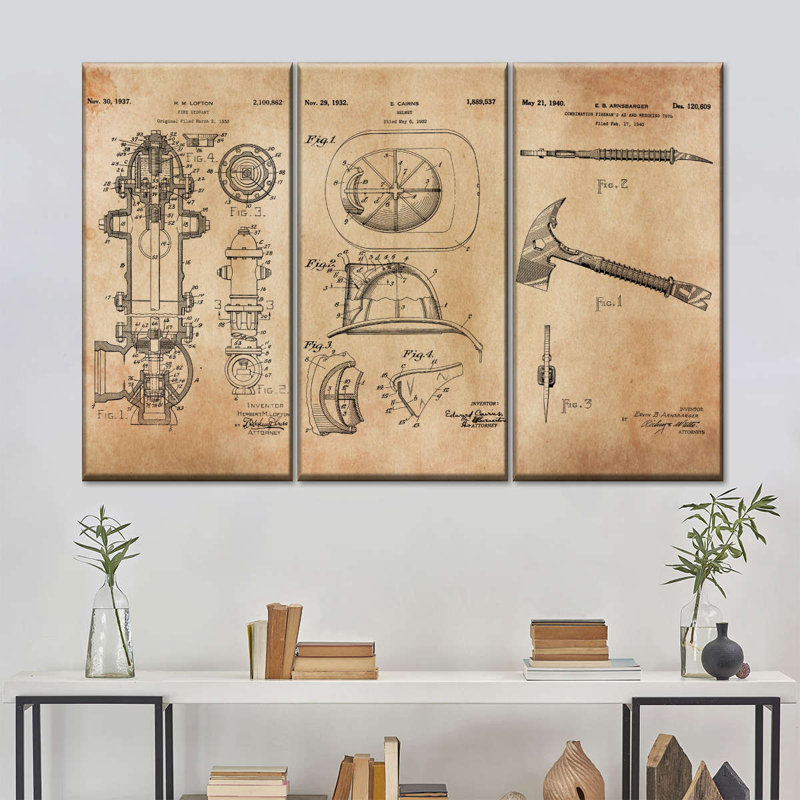 Ensemble de 3 pièces brevetées sur toile, H 24 po x l 38 po x P 1,25 po