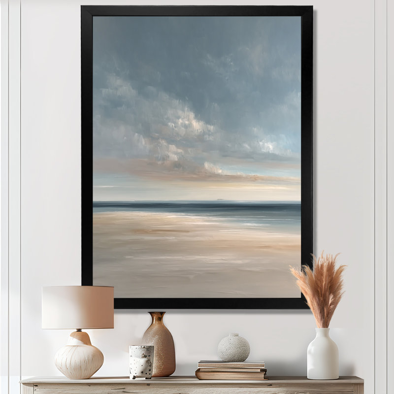 Coucher de soleil doré, impression sur toile encadrée, art côtier brun, H 20 po x l 12 po, Reproduction encadrée, Noir