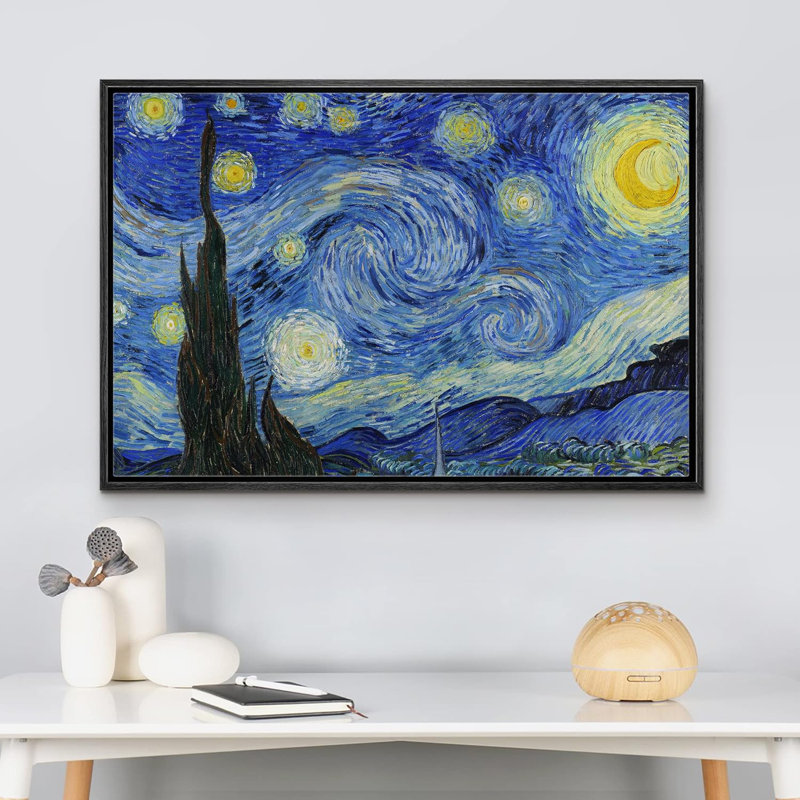 Célèbre œuvre d'art par Vincent Van Gogh, "Nuit étoilée sur toile" par Vincent Van Gogh, Cadre noir