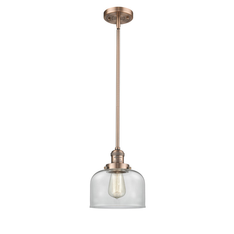 Luminaire suspendu en forme de dôme à 1 lumière Arakel, Cuivre antique, Transparent