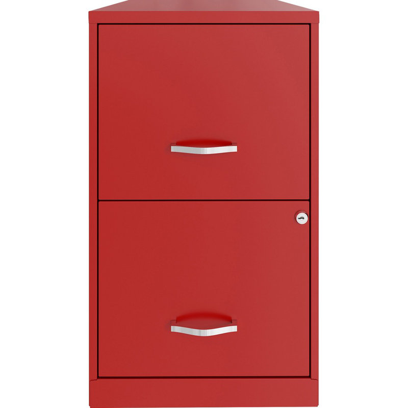 Red Steel 2-Drawer Lockable File Cabinet with Plastic Pulls