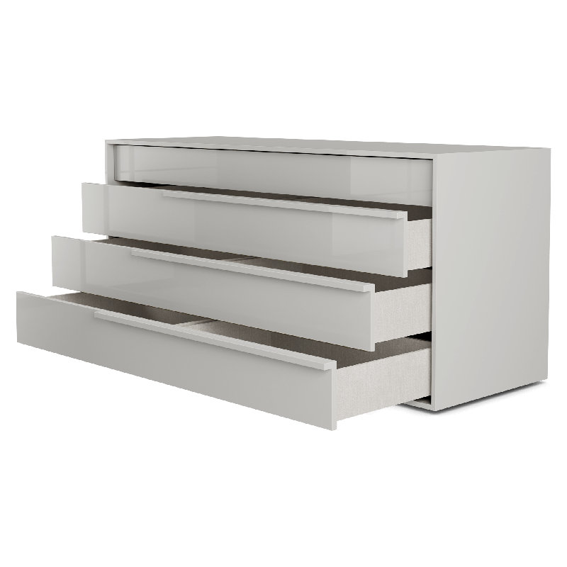Mangotsfield 60" W 4-Drawer Soft-Close Dresser , Glossy Chateau Gray