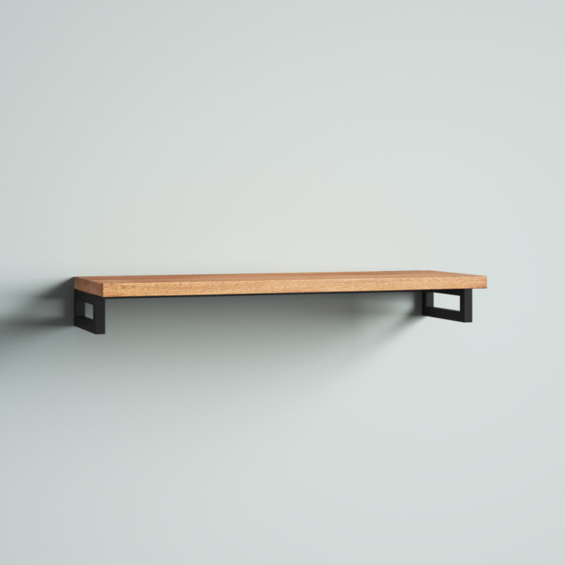 Tablette flottante en bois massif Brampt, Naturel / noir