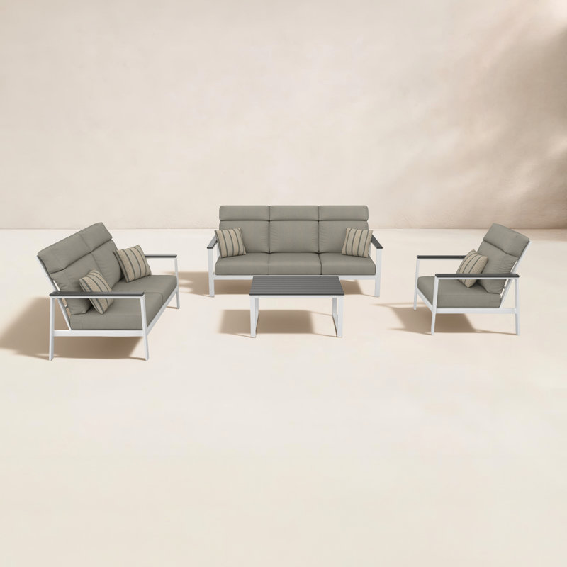 Ensemble de conversation Townsend pour 4 personnes avec coussins Sunbrella, Gris, Palette colombe