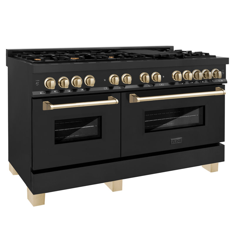 ZLINE Autograph 60" Legacy Dual Fuel Range, Black Stainless Steel and Gold