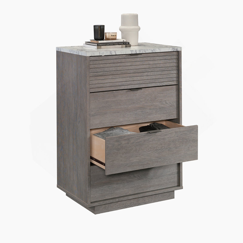 Commode 4 tiroirs avec dessus en faux marbre