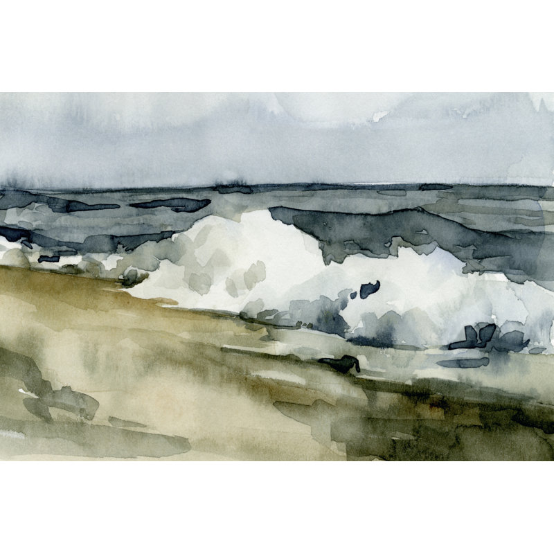 Loose Watercolour Waves II 1 Piece Painting on Canvas, 30cm H x 46cm W, Wrapped Canvas