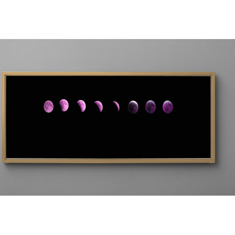 «Lunar Eclipse Phases», art mural encadré, H 13,75 po x l 37,75 po, Chêne naturel
