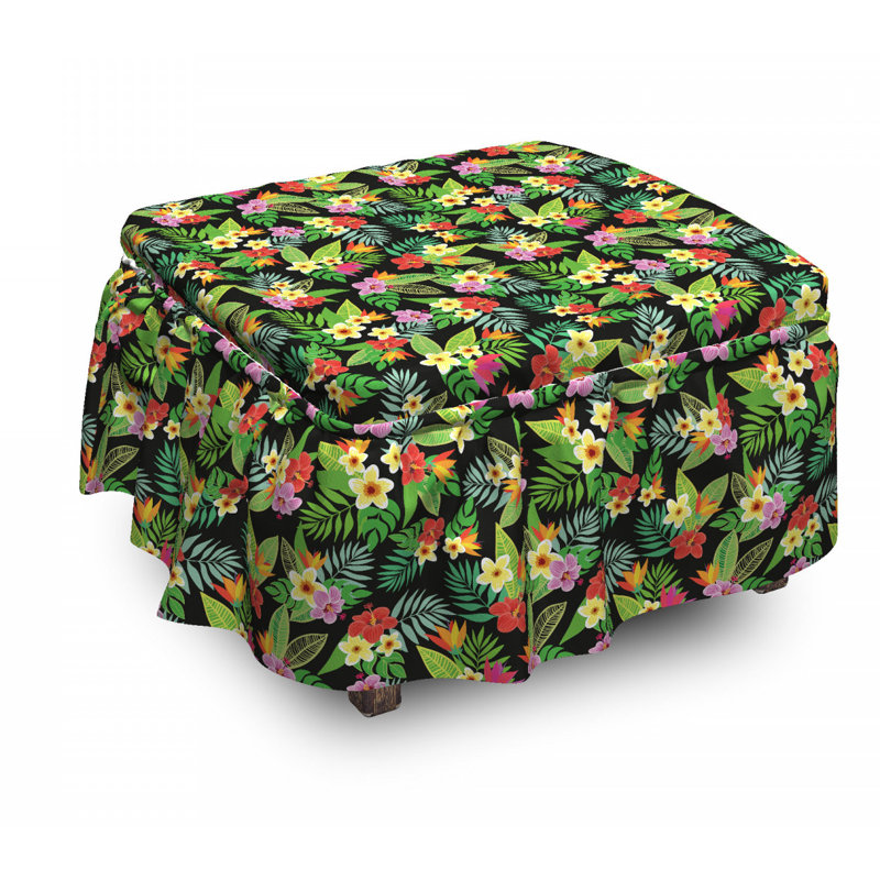 Housse pour repose-pieds composition floral botanique