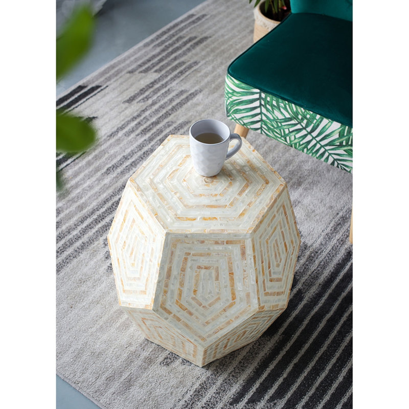 Tabouret Capiz Hexagonal 18 po x 18 po x 21 po