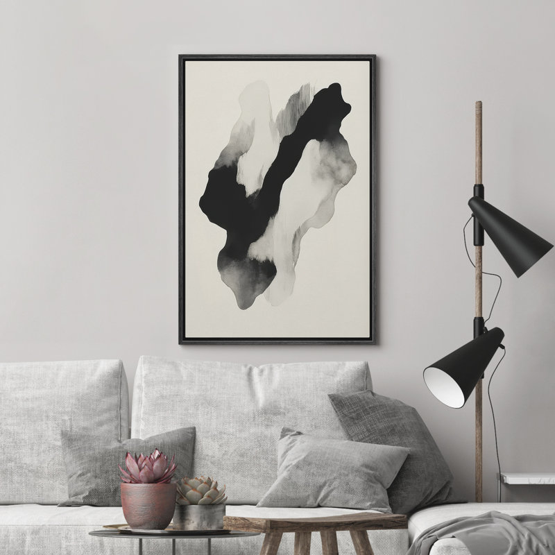 Reproduction d'art abstrait sur toile encadrée pour décoration intérieure moderne, H 36 po x l 24 po, Noir