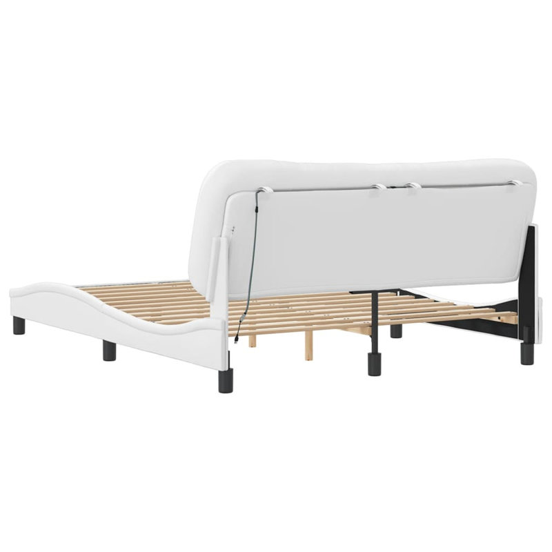 Cadre de lit vidaXL avec DEL sans matelas Hvar blanc 160 x 200 cm, 63 po x 78,7 po