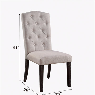 Gerardo Beige Linen & Weathered Espresso Dining Chair (Set of 2)