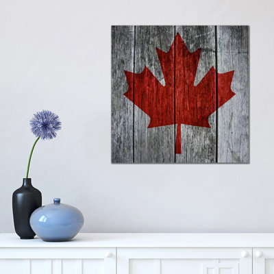 Canadian Flag Red Maple Leaf by Unknown Artist - Wrapped Canvas Print
