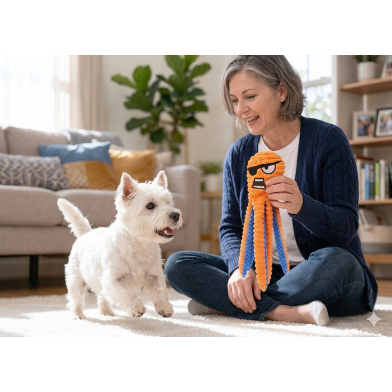 Paquet de 2 jouets de poulpe grinçant sans bourre avec froissement, pour petits et moyens mâles