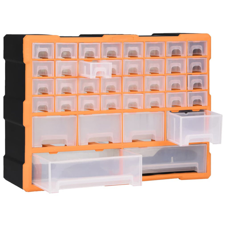 Multi-drawer Organiser with 38 Drawers 52x16x37,5 cm, Orange/Black