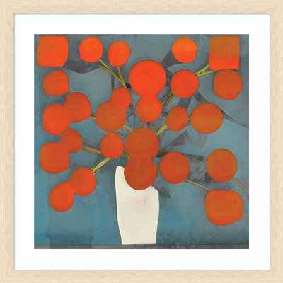 Abstract Orange Flowers Print by Elena Ray
