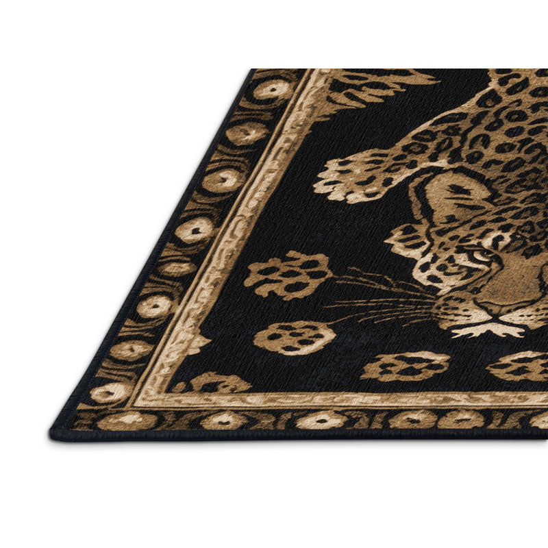  Tapis lavable léopard de Java avec gros chats, Rectangle 4 pi x 6 pi