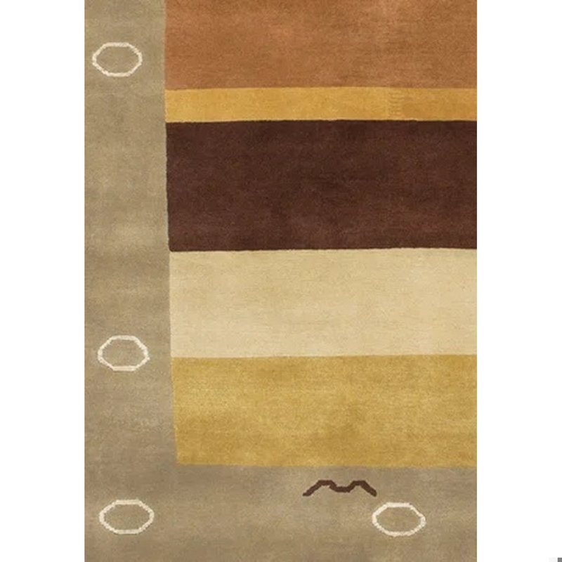 Aadi Hand-Knotted Wool Yellow/Brown/Red Area Rug, Rectangle 5' x 7'6"