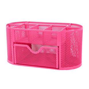 Fontvieille Unique Metal Desk Organizer with Drawer - Pink