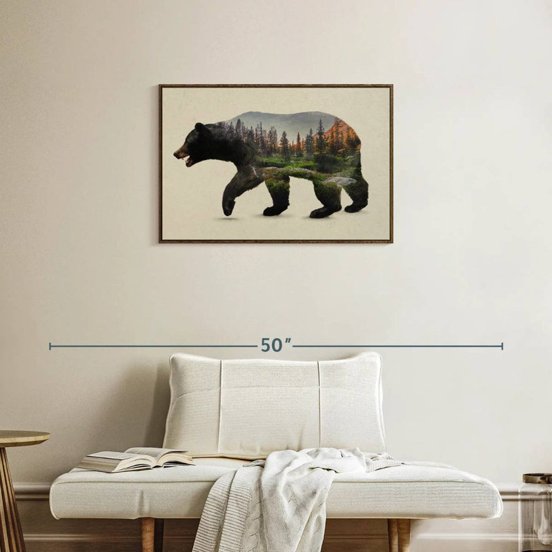 L'ours noir nord-américain, Cadre flottant en noyer, 31 po x 21 po