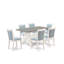 Ensemble de salle à manger 7 pièces comprenant une table de cuisine rectangulaire à pattes en X et 6 chaises de salle à manger Parson en lin bleu clair, 101,6 x 182,9 cm (40 x 72 pouces).-2069610236-2069610238