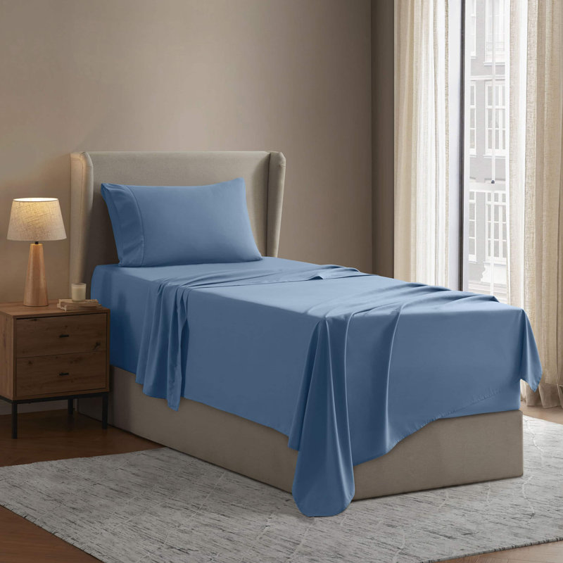 Ensemble de draps Luxury Collection Classic, Bleu brouillard de Londres, Simple TG