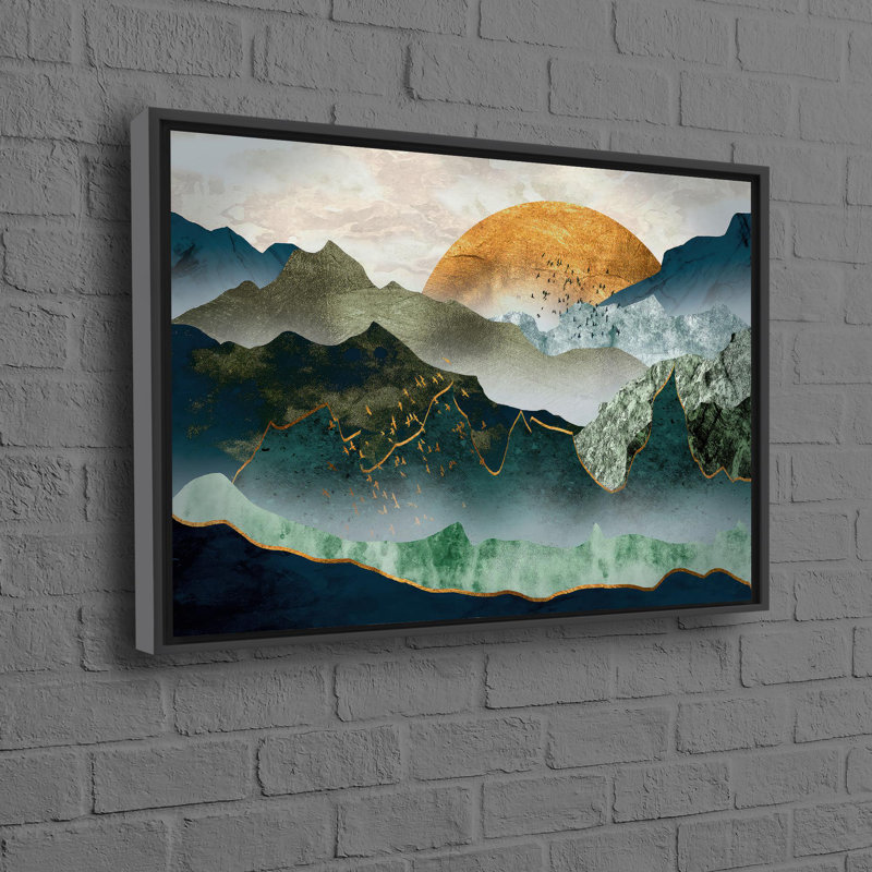 Sun Canvas Art Featuring Ridge Mountains Landscape Personalized Luxury Printed Gift Ideal for Home Decor, Black