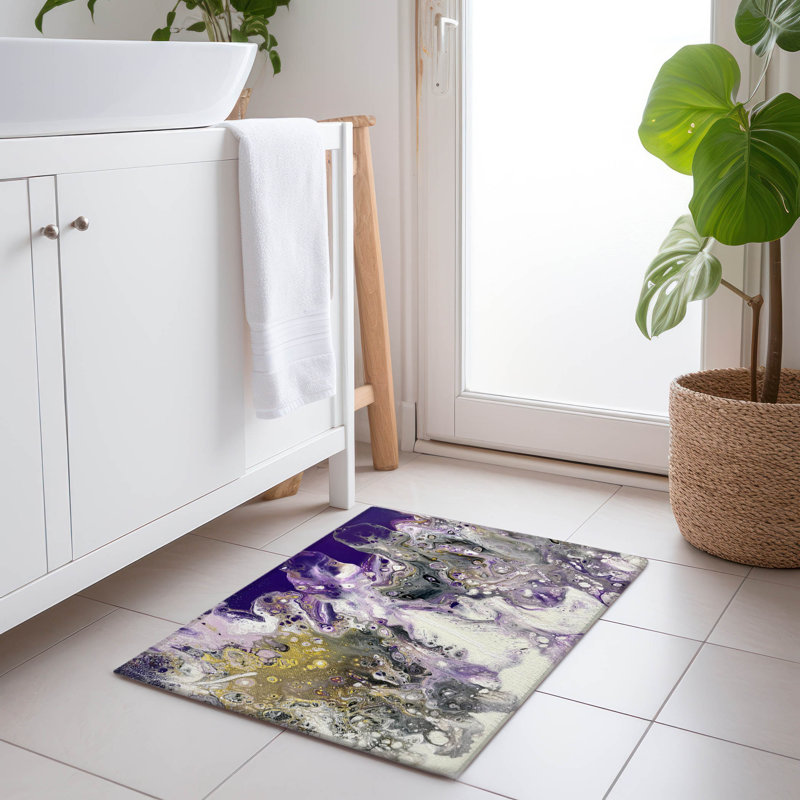 Tapis améthyste de qualité supérieure lavable à la machine Chananya, Rectangle 1 pi 8 po x 2 pi 6 po