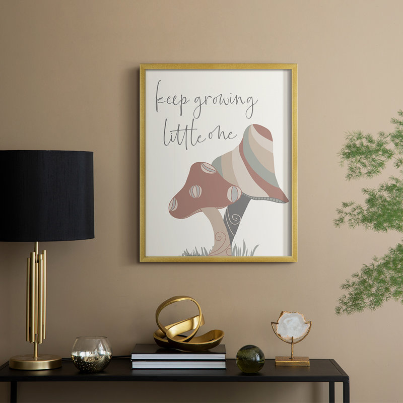 Keep Growing Framed Print - Solid Wood, 11" H x 9" W, Gold