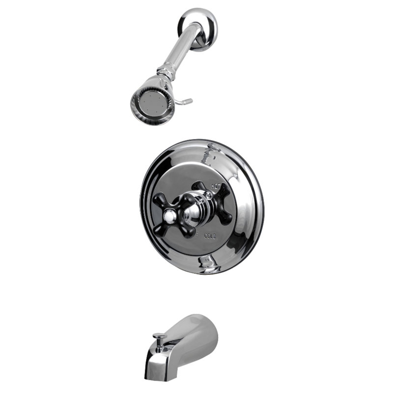 Robinet de baignoire et de douche à pression équilibrée à poignée simple Kingston Brass Duchess, Chrome