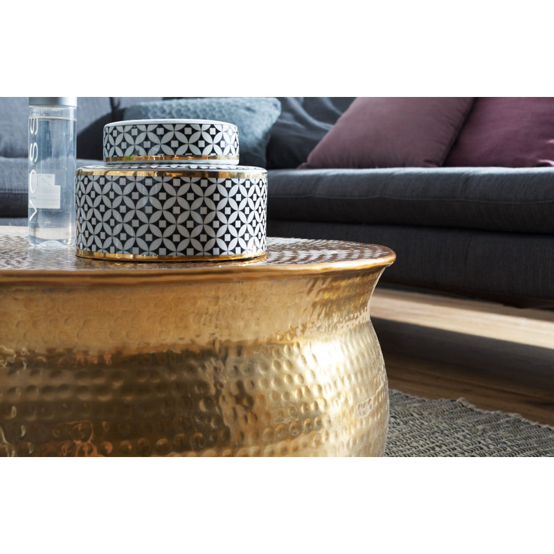 Caldina Solid Coffee Table, Gold, 31cm H x 75cm L x 75cm D
