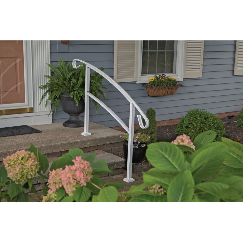 White Aluminum 4-Step Handrail Kit for Stairs and Porches