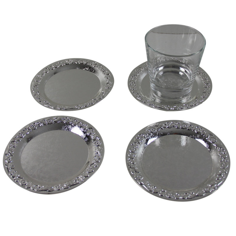 Queen Anne Round 4 Piece Coaster Set