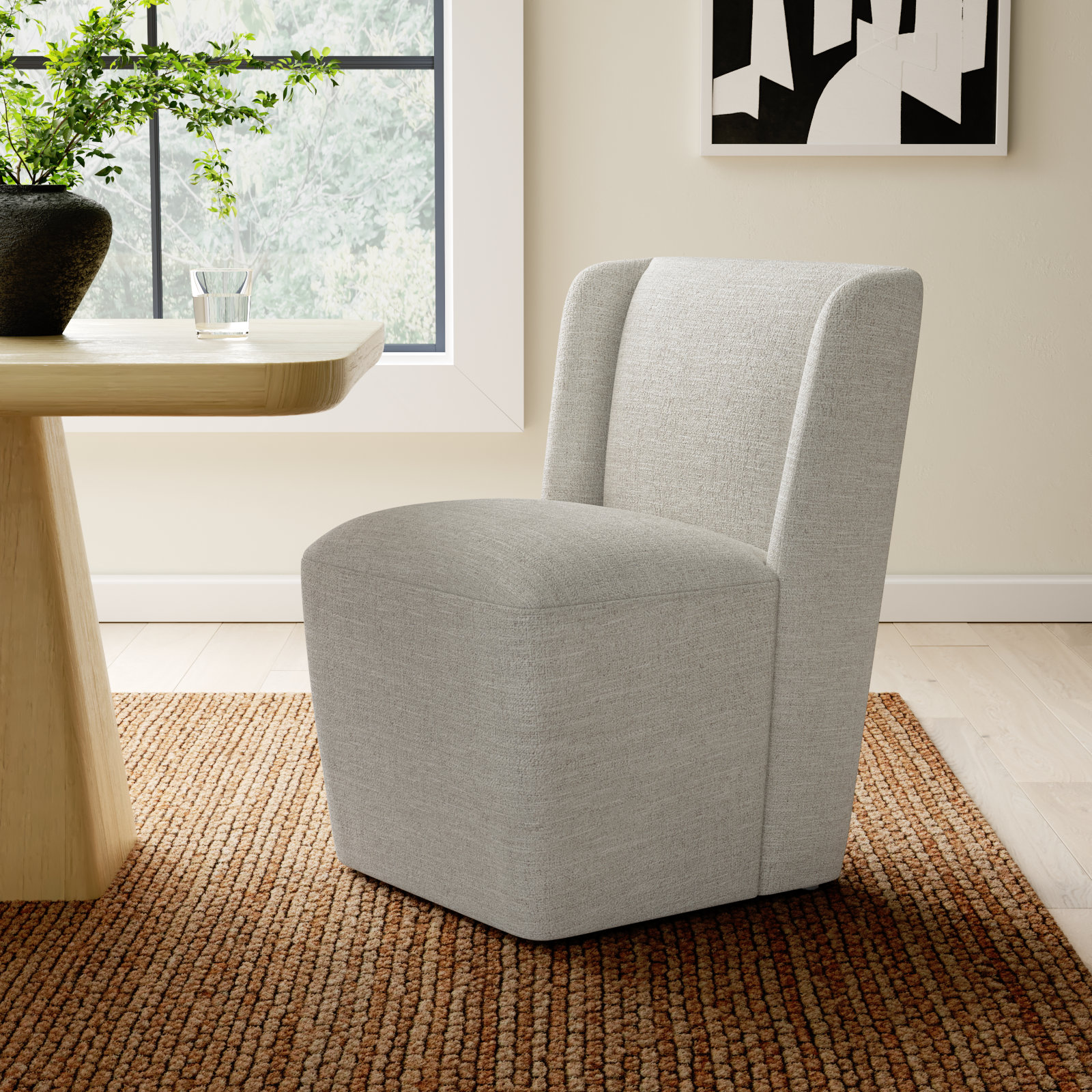 Ardeth Upholstered Side Chair, Nathan Wheat Performance Tweed, 33" H x 23.23" W x 26" D