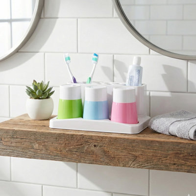 Family Toothbrush Holder and Toothpaste with 3 Cups